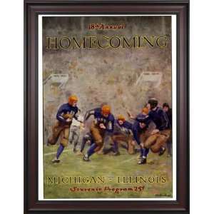 1927 Illinois vs. Michigan 36 x 48 Framed Canvas Historic Football 