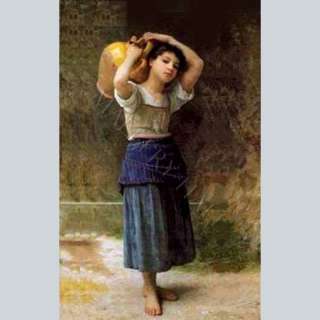 Girl Carrying Water Vessel on Back Oil Painting 24 x 36  