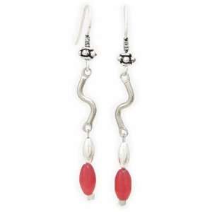  AM5805   Unique Red Bead Dropper Earrings by Dragonheart Jewelry