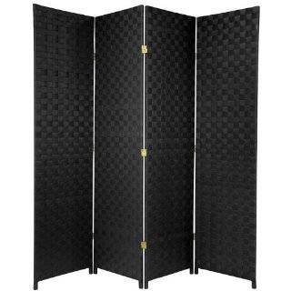 ft. Tall Woven Fiber Outdoor All Weather Room Divider 4 Panel Black