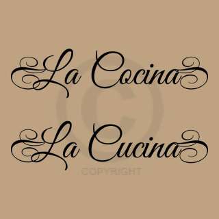 LA COCINA (Spanish) or LA CUCINA (Italian) Kitchen Vinyl Lettering 