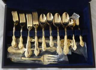 International China 65 Pc Gold Plated Flatware in Chest New for a 12 