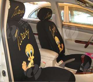 NEW Tweety Bird Car Seat Cover Full Set 10 pcs Black  