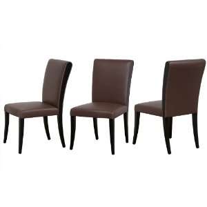  Sofa   Set of 2 Bonded Leather Dining Side Chairs with Wood Legs 