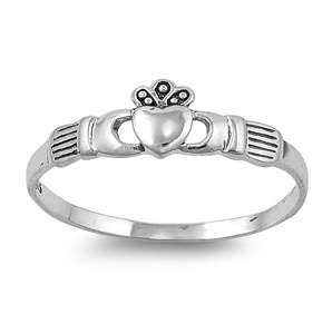 Sterling Silver Irish Claddagh Thin Band Ring ALL SIZES  