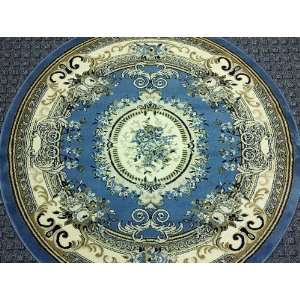 Traditional Round Area Rug 7 Ft. 3 In. X 7 Ft. 3 In. Bellagio 451 Blue