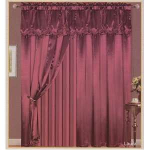 Luxury Laura SATIN Window Curtain / Drape Set With Valance Backing 