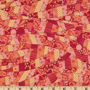  44 Wide Whimsyland Patchwork OrangeFuchsia Fabric By 