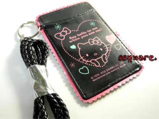 New Sanrio Hello Kitty Card Holder w/ Neck Strap Black  