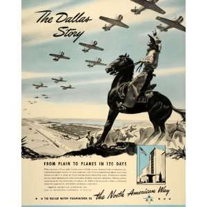  1941 Ad North American Aviation Dallas TX Cowboy Horse 