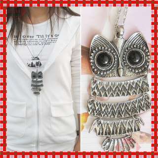 Lovely big Eyes Copper Owl Pendant Necklace MTY7  