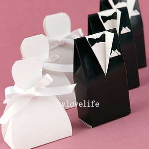50PCS Tuxedo Wedding Dress Gown Favor Boxes Gift Boxes  