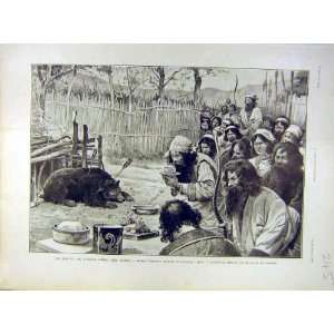    1902 Ainos Bear Meat Animal People French Print