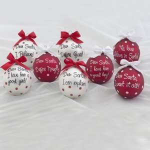  Set of 8 Santa Claus Phrase Glass Christmas Ornaments 80mm 