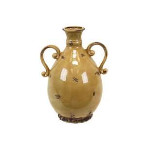  UTC 86036 Dark Yellow Ceramic Vase with Antique Distress 
