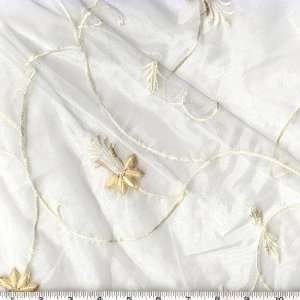  54 Wide Embroidered Organza White/Cream Fabric By The 