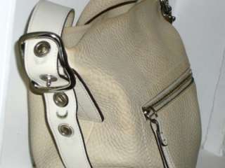 COACH Off White Pebbled Leather Duffel Convertible Cross Body Shoulder 