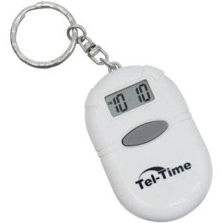 Tel Time Oval Talking Alarm Clock Keychain White