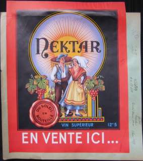 1940 Printer File Sample French Wine Advertising Poster  
