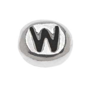  Pewter Lead Free Alphabet Oval Bead Letter W 8mm /1 