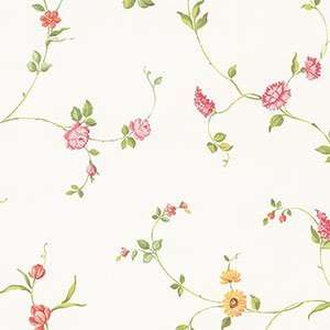  Floral Vines Red on White Wallpaper in Fresh Kitchens 4 
