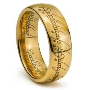  Tungsten Gold LOTR Engraved Ring Jewelry