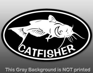 Oval Catfisher Sticker   decal cat fish hunter lover   