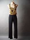 Black Gold Sequin Sequined Star Top Club Evening Party Wide Leg Pant 