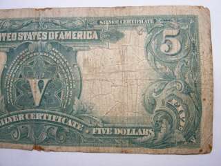 1899 $5 SILVER CERTIFICATE LARGE NOTE INDIAN CHIEF  