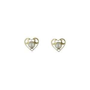   Gold Heart with Pearl Screwback earrings (7mm with 3mm Pearl) Jewelry