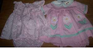 PINK INFANT GIRLS DRESS 2 SUNDRESSES W/ BLOOMERS 6/9 M  