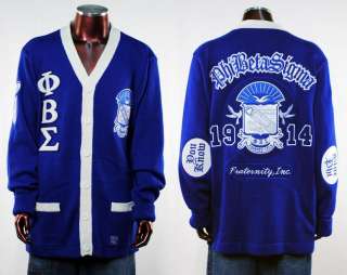 Phi Beta Sigma Mens Blue long sleeve Cardigan sweater  