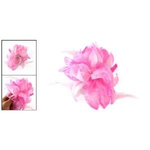   Wedding Ultra Pink Fabric Lily Feather Brooch Hair Band Beauty