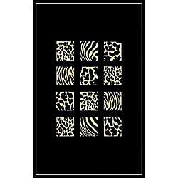 Alexa Cameo Zebra/ Leopard Animal Fusion Print Black Rug (53 x 79 