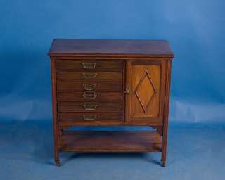 Antique Mahogany English Music Cabinet Chest Table  
