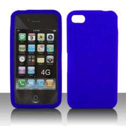 Blue Silicone Apple iPhone 4 Skin Case and Screen Protector 