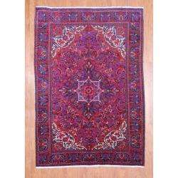 Persian Hand knotted Heriz Red/ Purple Wool Rug (68 x 98 
