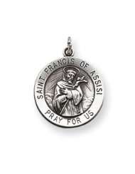 Sterling Silver St.Francis Of Assisi Medal Charm   18mm  JewelryWeb 