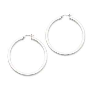  3.25mm, Silver, Polished Square Hoops   70mm (2 3/4 