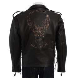 Mens Leather Retro Eagle Jacket  