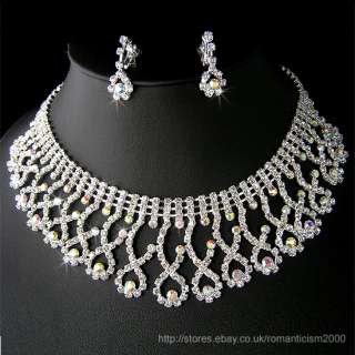 Wedding/Bridal crystal necklace earrings set S150  