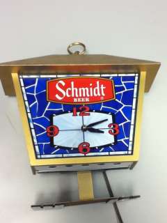 SCHMIDT BEER SIGN CLOCK LIGHTED LATERN STAINED GLASS LK/K REGISTER 