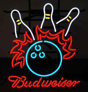 Budweiser Bowling Eagle Beer Neon Sign Bar Bud Open  