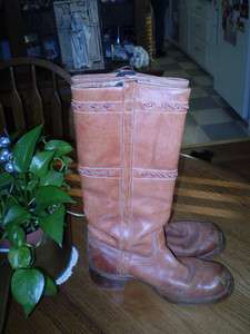 Vintage Acme Brown Leather Campus Cowboy Tall Riding Cowboy Boots 