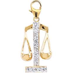 14k Gold 1/10ct TDW Diamond Scales of Justice Charm  