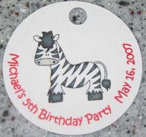 20 Personalized Zoo Zebra Favor Gift Tags Birthday  