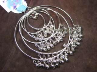 E2518 BIG Silver tone Belly Dance bell earrings indian  