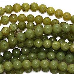 Olive Jade 6 mm Serpentine Gem Round Beads  