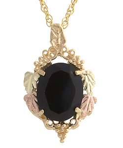 Black Hills Gold Pendant with Faceted Onyx Necklace  