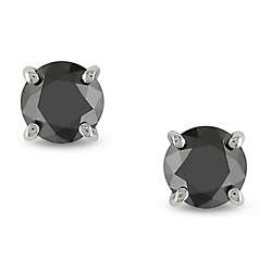 14k White Gold 1ct TDW Black Diamond Stud Earrings  